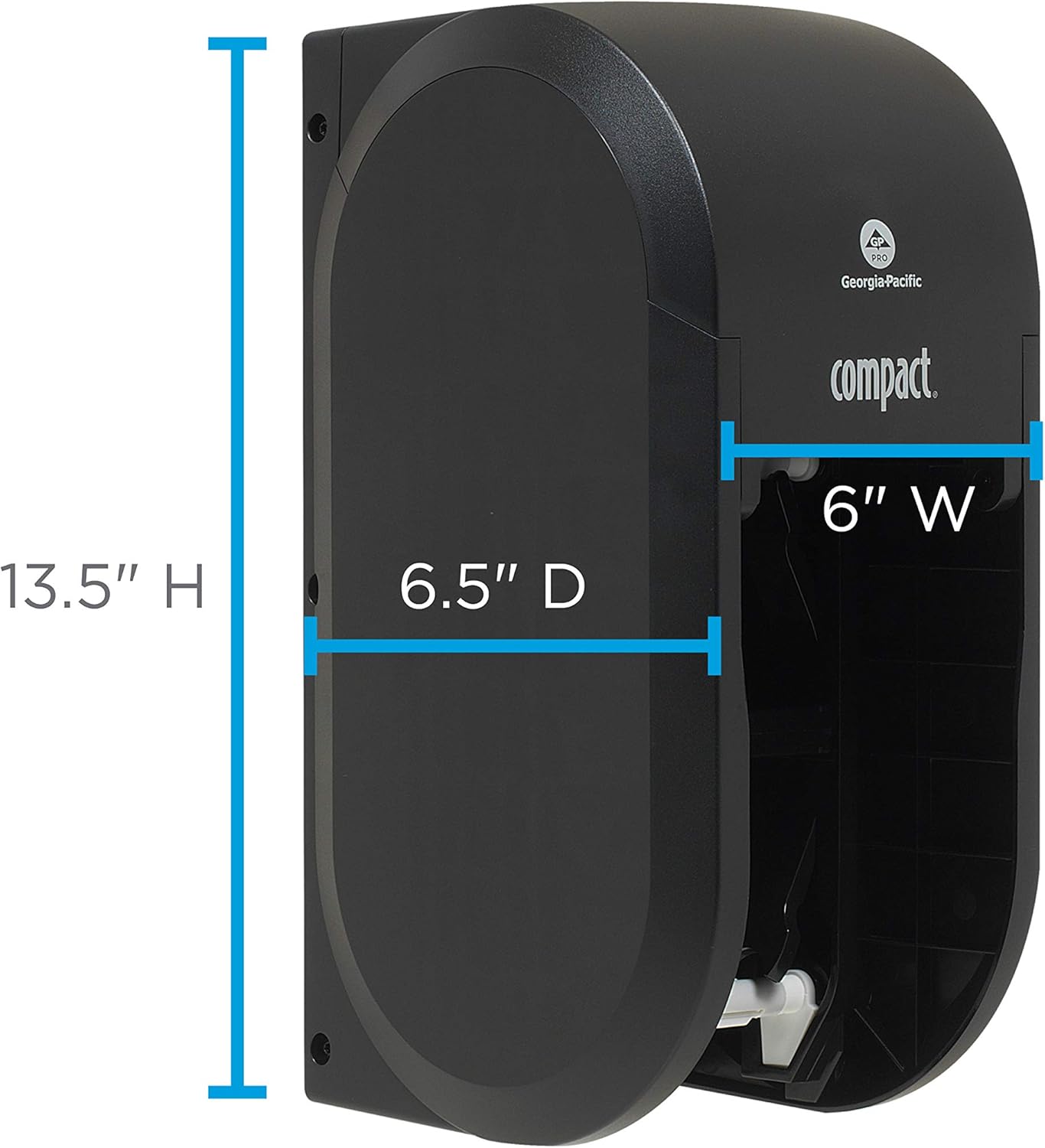 Compact 2-Roll Vertical Coreless High-Capacity Toilet Paper Dispenser by GP PRO (Georgia-Pacific), Black, 56790A, 1 Dispenser