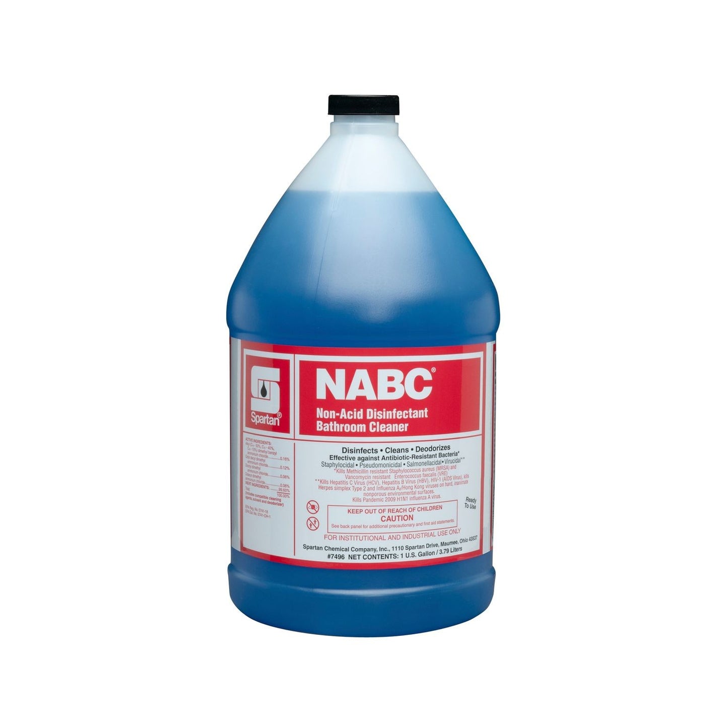 Spartan NABC Bathroom Cleaner, Non-Acid Disinfectant, 4 Gal/Case
