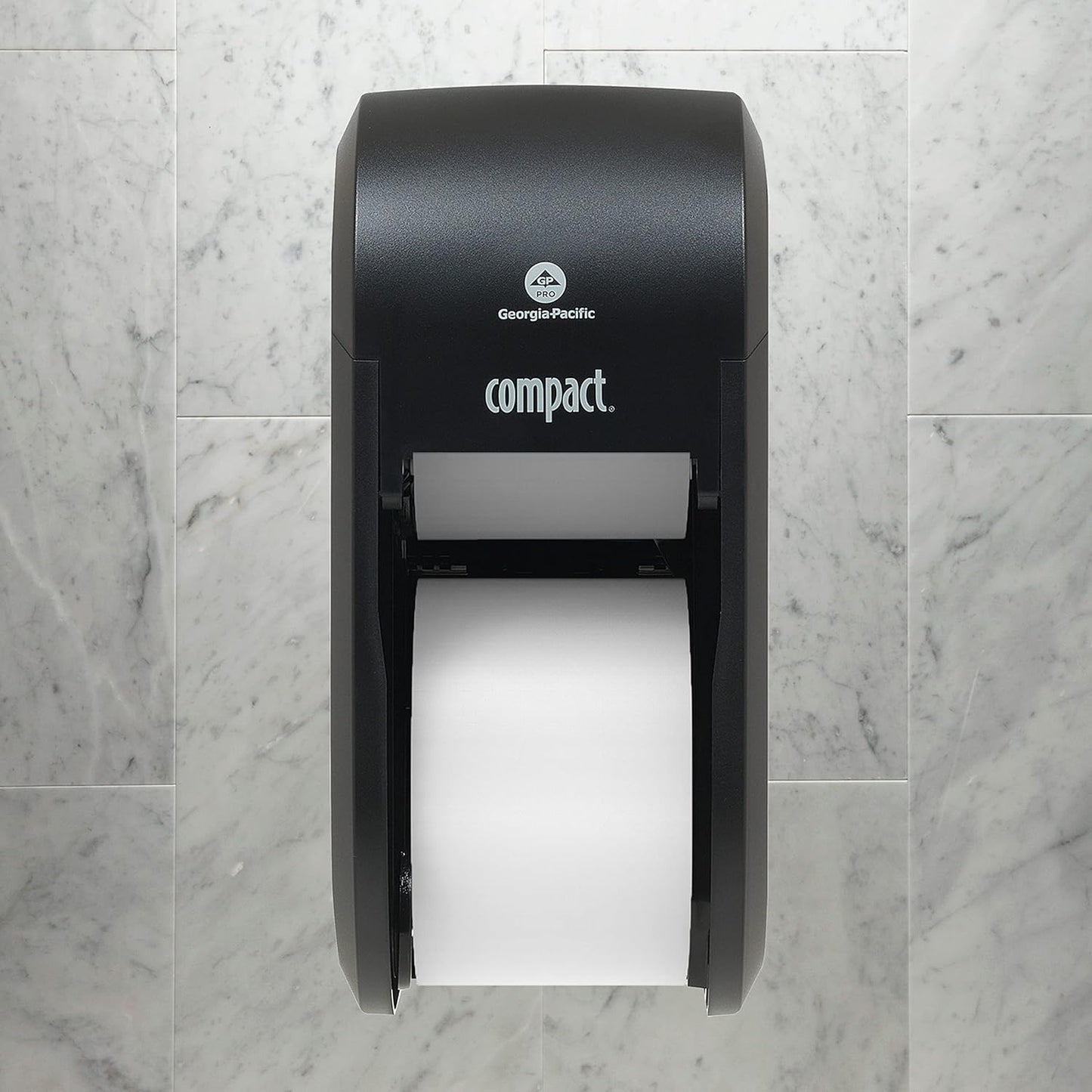 Compact 2-Roll Vertical Coreless High-Capacity Toilet Paper Dispenser by GP PRO (Georgia-Pacific), Black, 56790A, 1 Dispenser