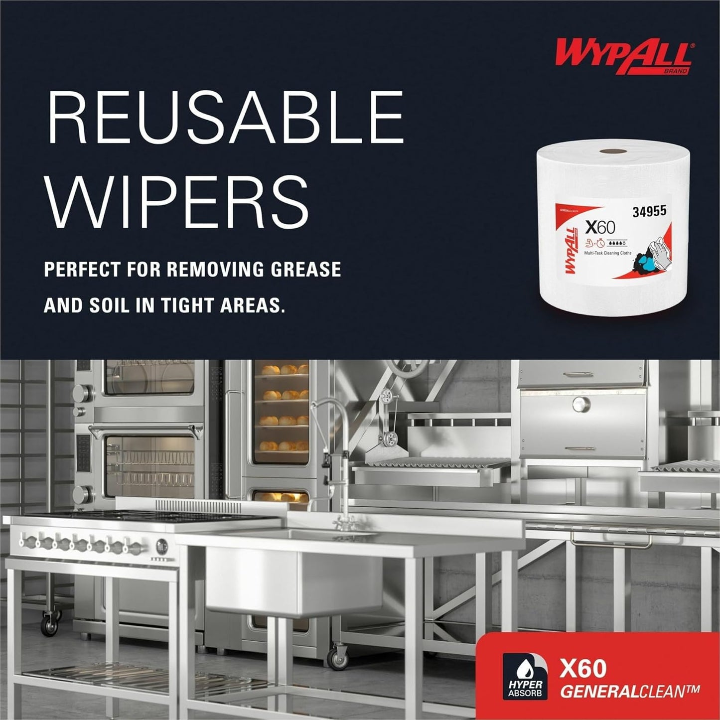 Kimberly-Clark® WYPALL X60 Wipers Jumbo Roll, Unscented, 12 1/2" x 13 2/5"