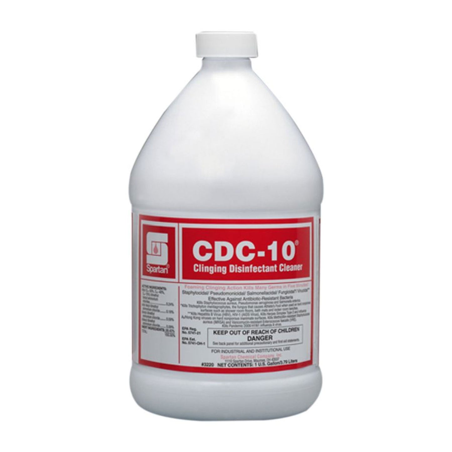 Spartan CDC-10 Clinging Germicidal Disinfectant Cleaner, 4 Gal/Case