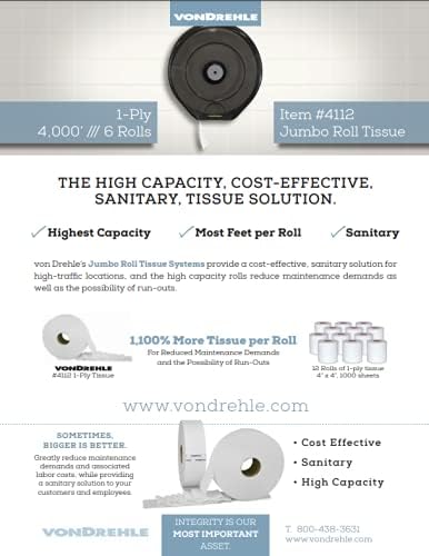 vonDrehle 4112 1-Ply Jumbo Roll Toilet Tissue