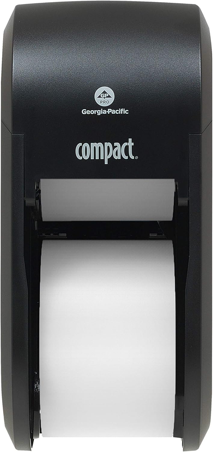 Compact 2-Roll Vertical Coreless High-Capacity Toilet Paper Dispenser by GP PRO (Georgia-Pacific), Black, 56790A, 1 Dispenser