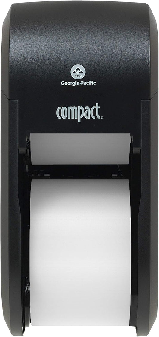 Compact 2-Roll Vertical Coreless High-Capacity Toilet Paper Dispenser by GP PRO (Georgia-Pacific), Black, 56790A, 1 Dispenser