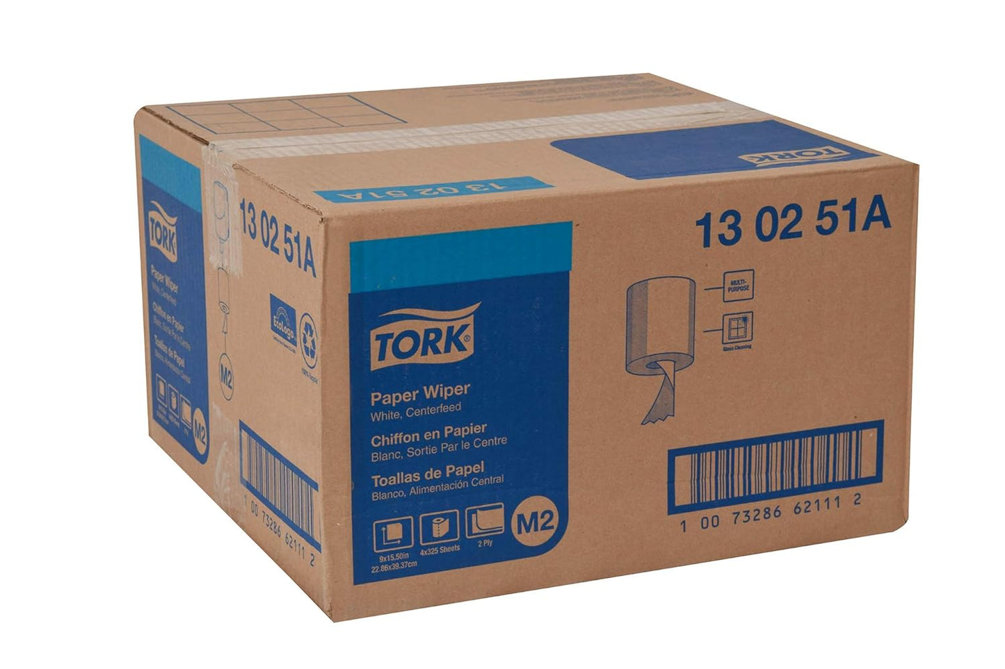 Tork Centerfeed Paper Wiper White M2, 100% Recycled, 4 x 325 Sheets, 130251A