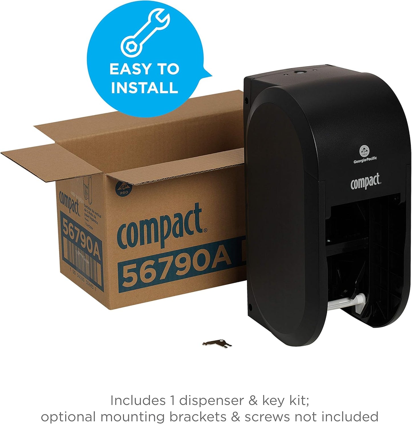 Compact 2-Roll Vertical Coreless High-Capacity Toilet Paper Dispenser by GP PRO (Georgia-Pacific), Black, 56790A, 1 Dispenser