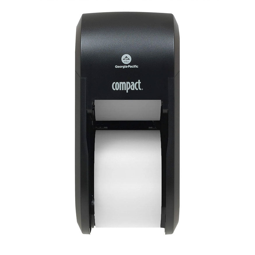 Compact 2-Roll Vertical Coreless High-Capacity Toilet Paper Dispenser by GP PRO (Georgia-Pacific), Black, 56790A, 1 Dispenser