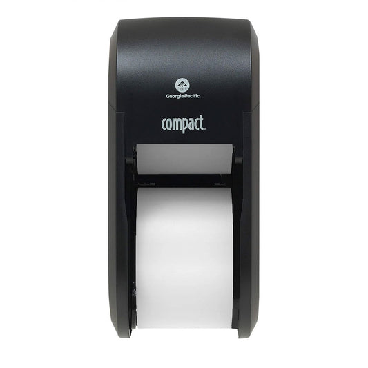 Compact 2-Roll Vertical Coreless High-Capacity Toilet Paper Dispenser by GP PRO (Georgia-Pacific), Black, 56790A, 1 Dispenser